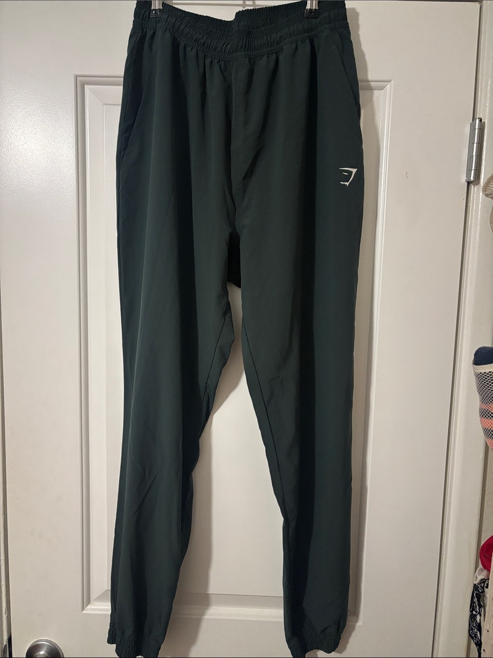 Gymshark Dark Green Athletic Joggers with White Logo
